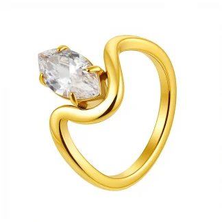 Curved Line Zircon Ring