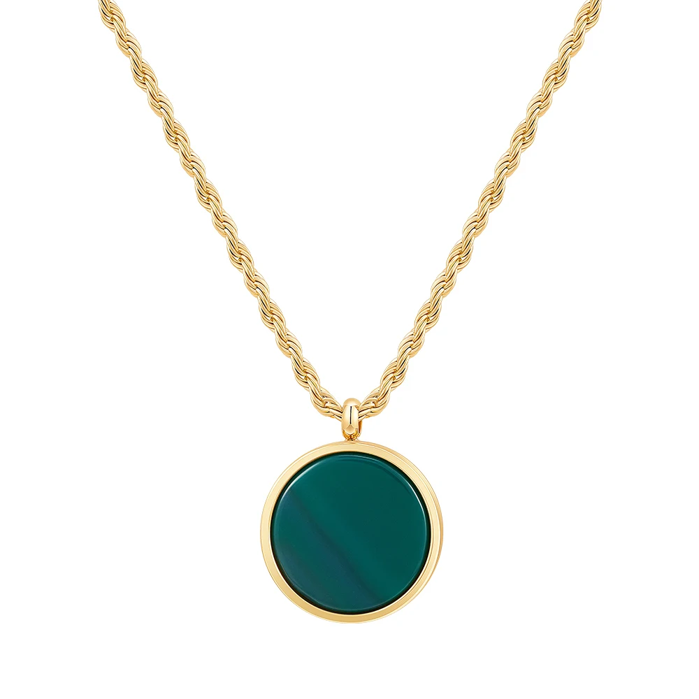 Stone Disk Pendant Necklace - Image 7
