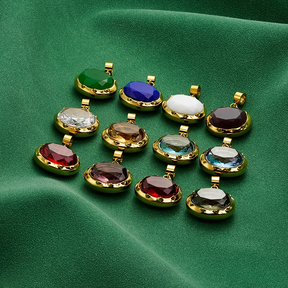 Oval Crystal Colorful Birthstone Necklace - Image 2