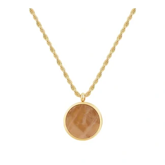 Stone Disk Pendant Necklace