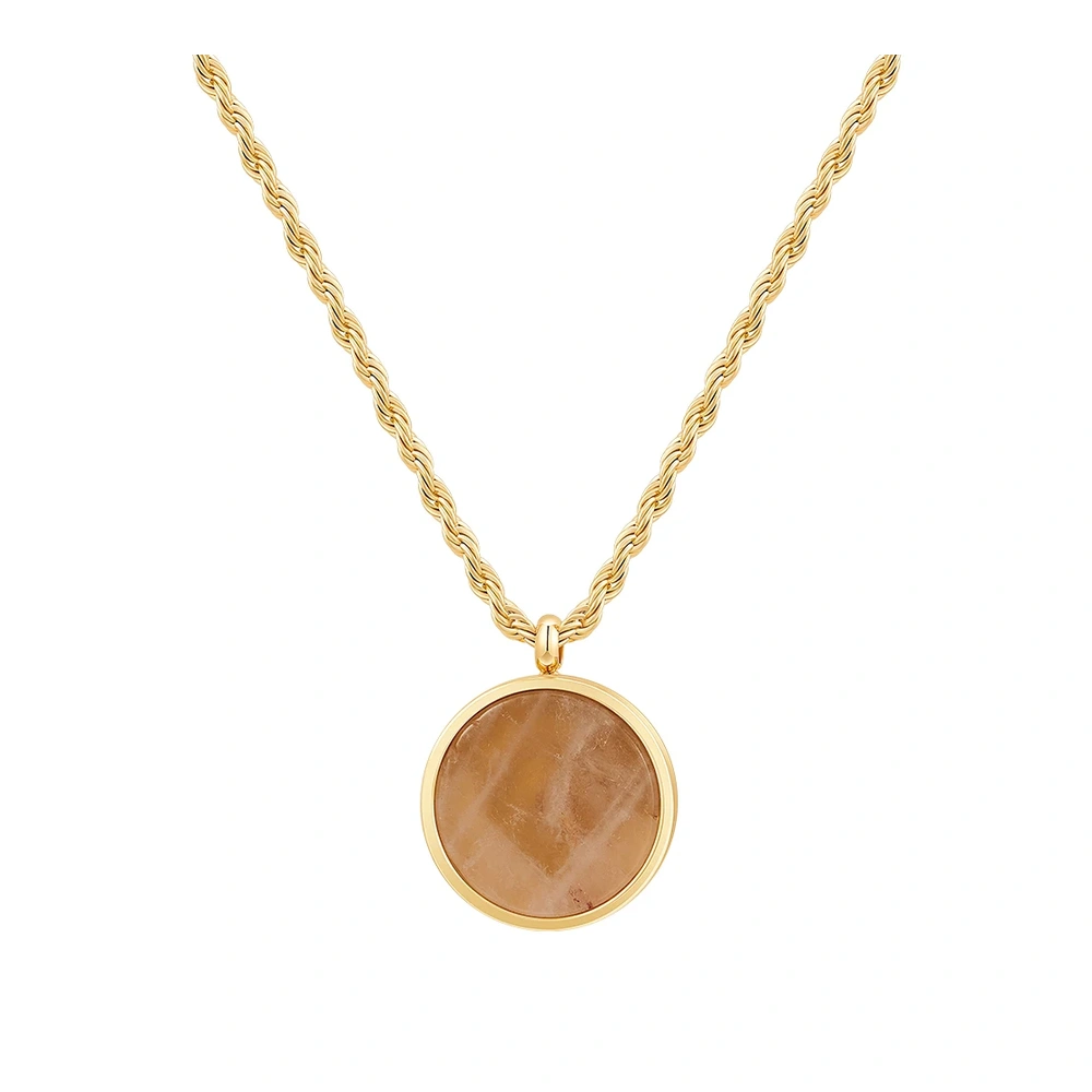 Stone Disk Pendant Necklace