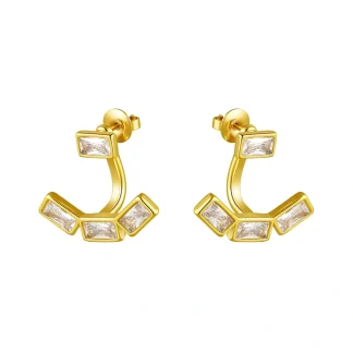 Square Zirconia Fan Stud Earrings