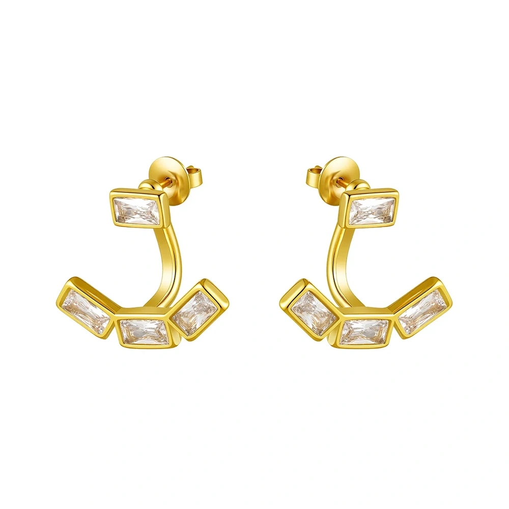 Square Zirconia Fan Stud Earrings