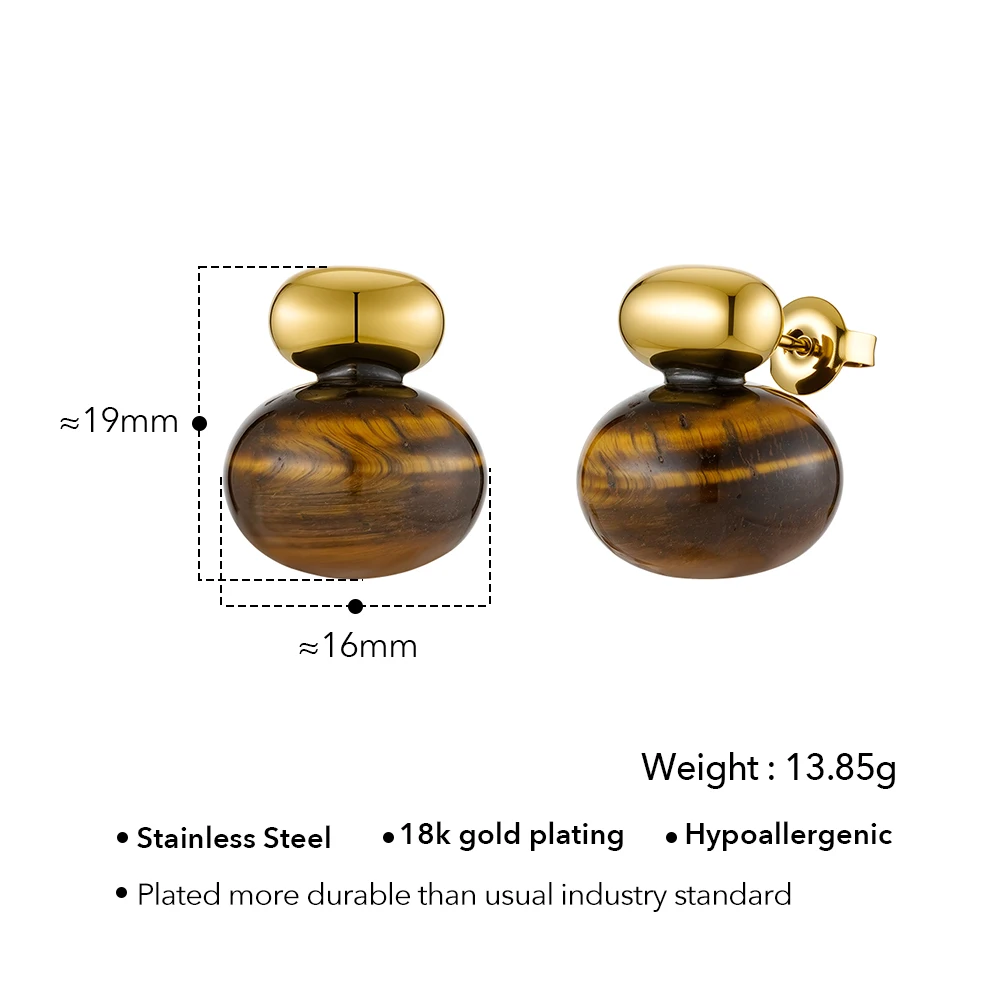 Vintage Tigers Eye Stud Earrings - Image 6