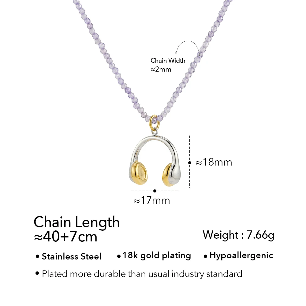 Purple Beads Earphone Necklace - Image 7
