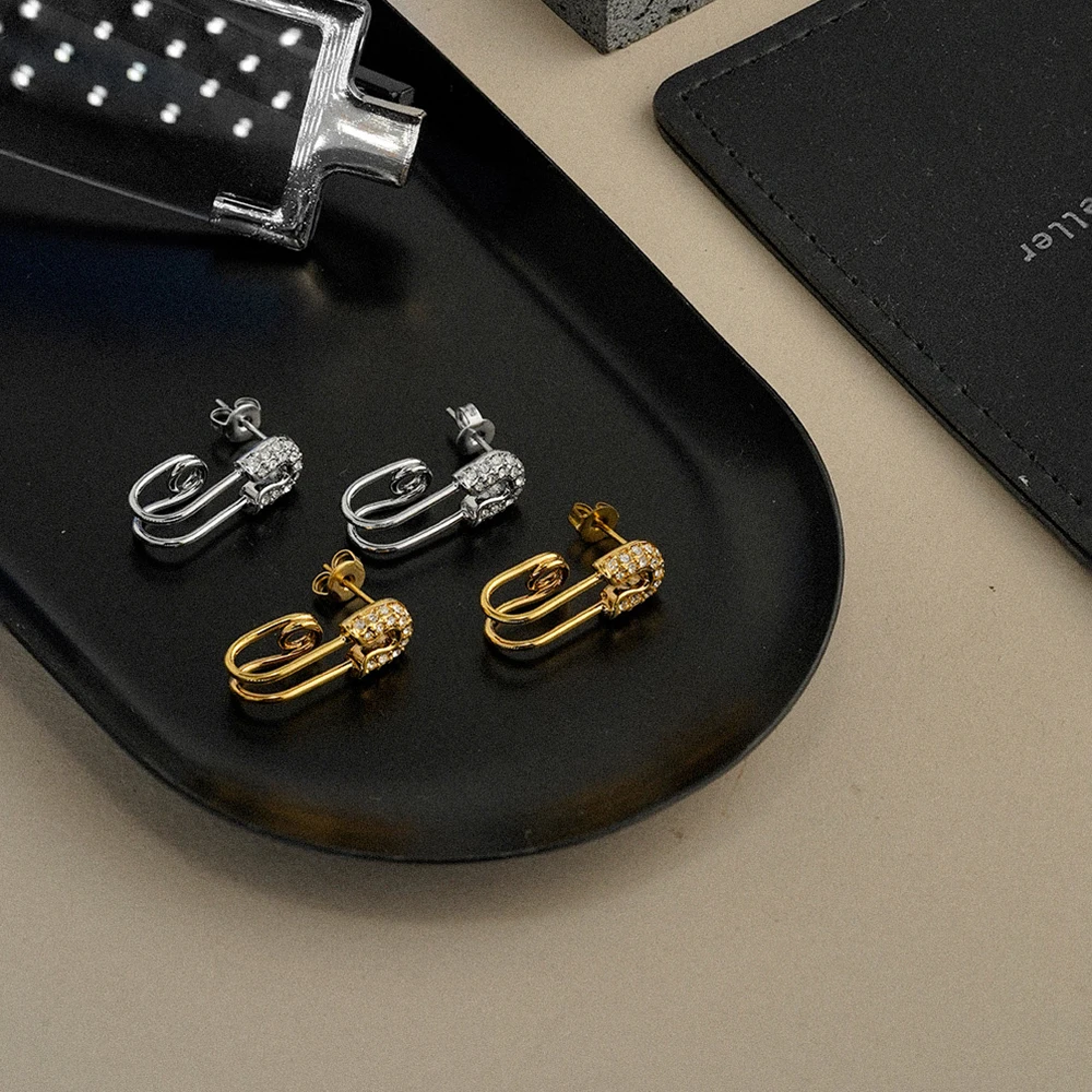 Zircon Brooch Stud Earrings - Image 3