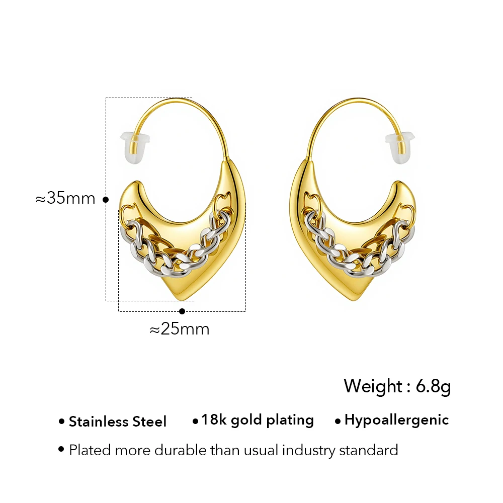 Two Tone Heart Stud Earrings - Image 6