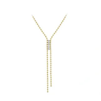 Bead Zircon Y Tassel Necklace