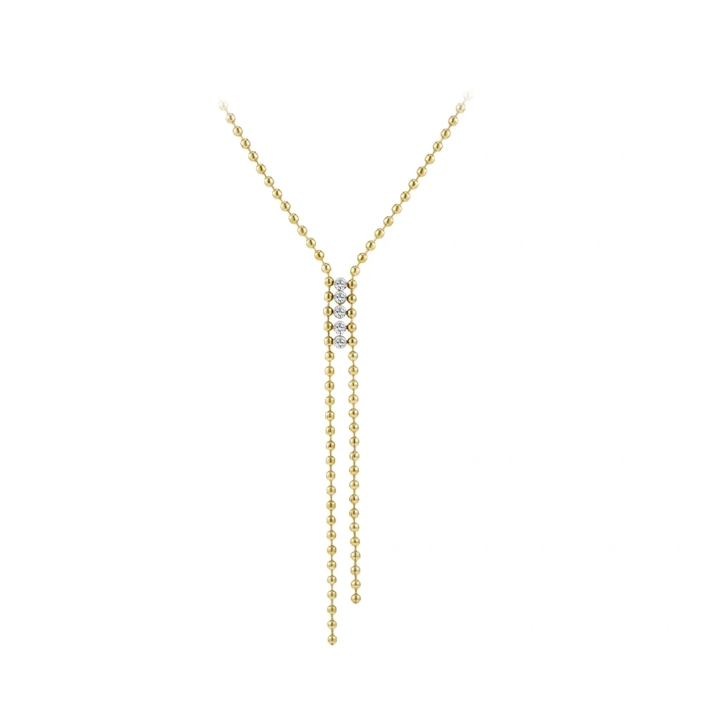 Bead Zircon Y Tassel Necklace