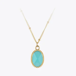 Oval Blue Glass Necklace