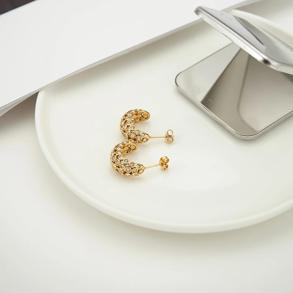 C Shaped Stud Earrings - Image 4