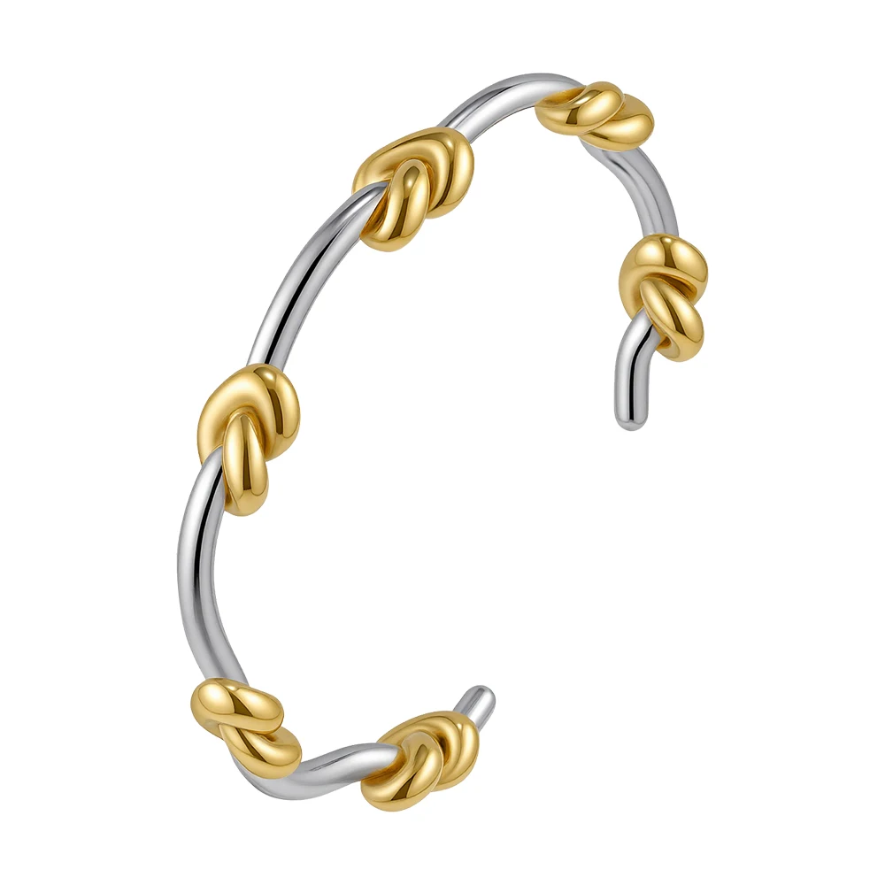 Knot Two Tone Hoop Earrings - Image 6