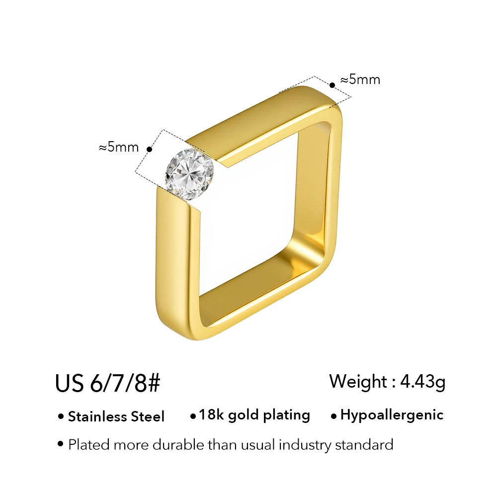 Geometry Square Zircon Ring - Image 6