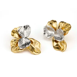 Two Tone Flower Stud Earrings