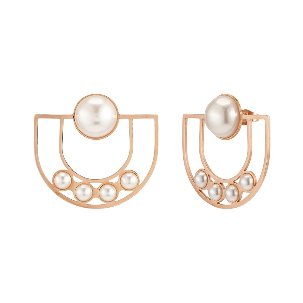 U Shape Pearl Stud Earrings