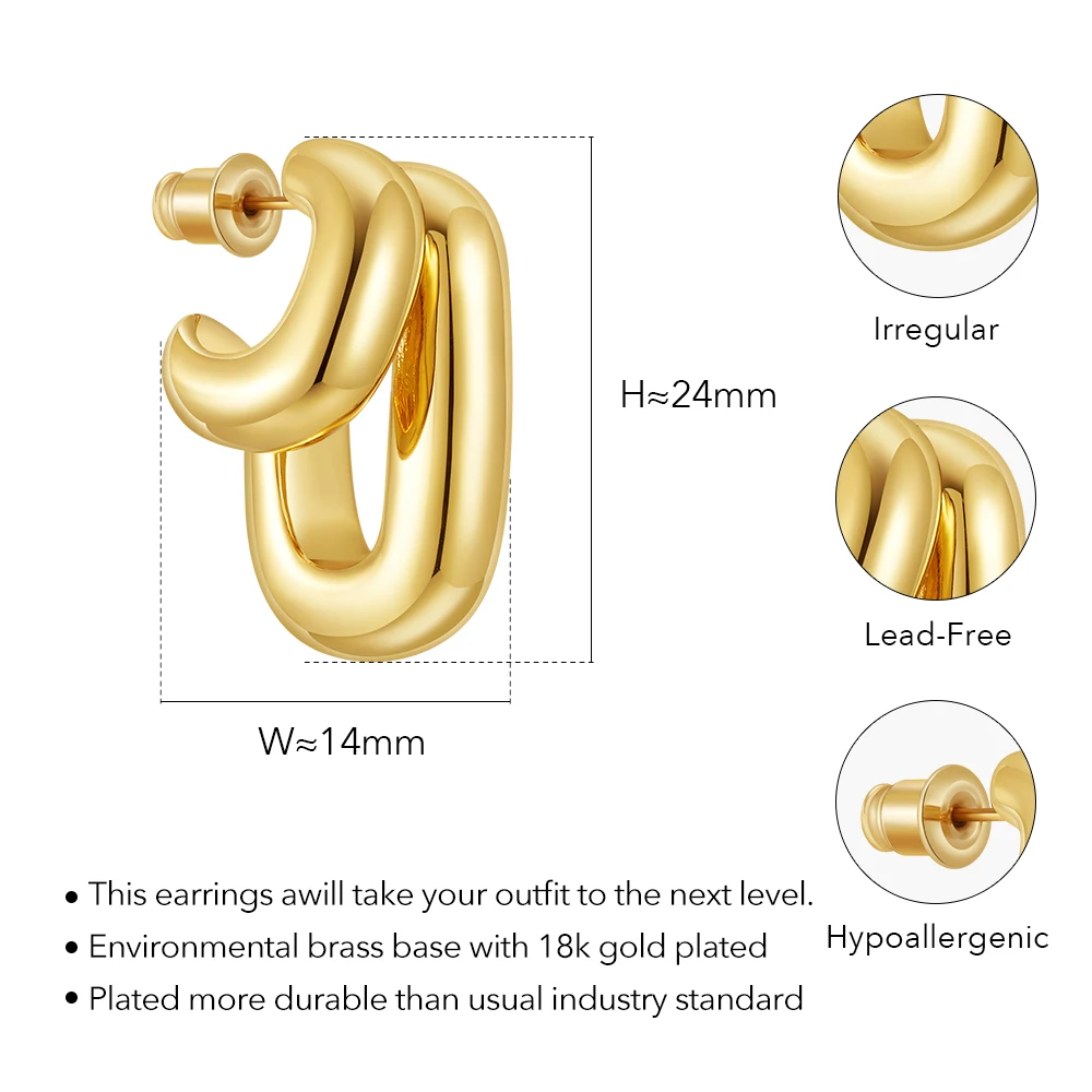 Double Curved Stud Earrings - Image 7