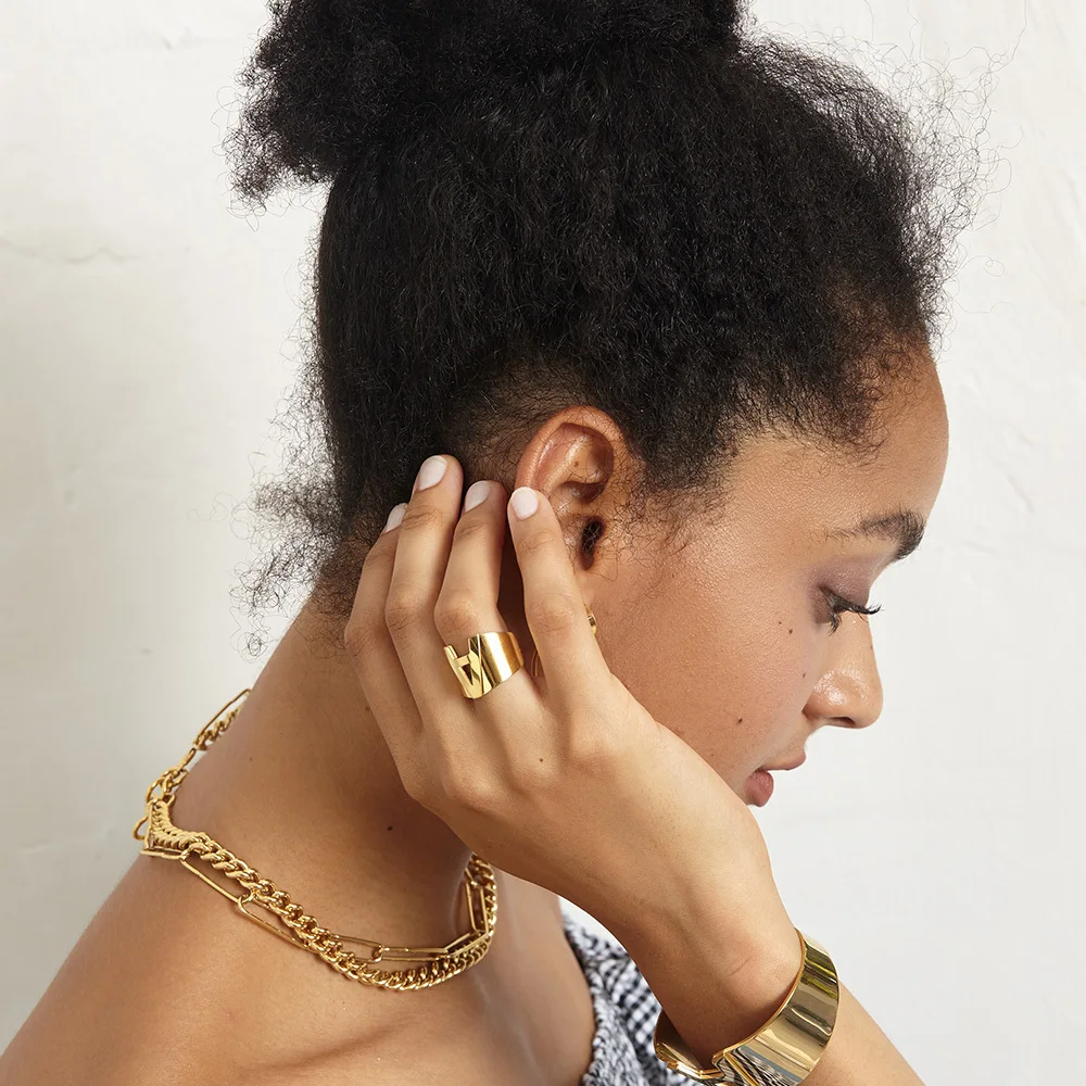 Punk Hollow Initial Letter Ring/Bracelet - Image 4