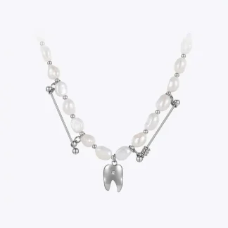 Natural Pearls Tooth Necklace