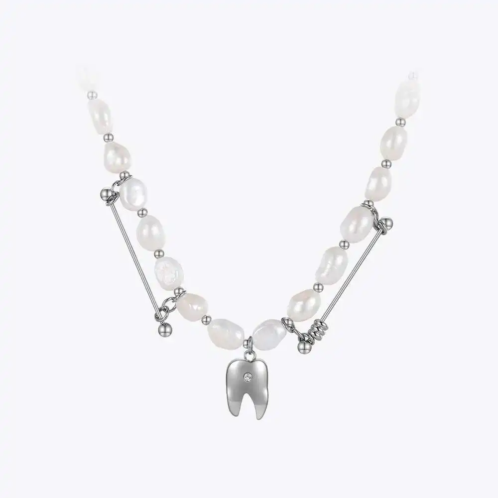 Natural Pearls Tooth Necklace