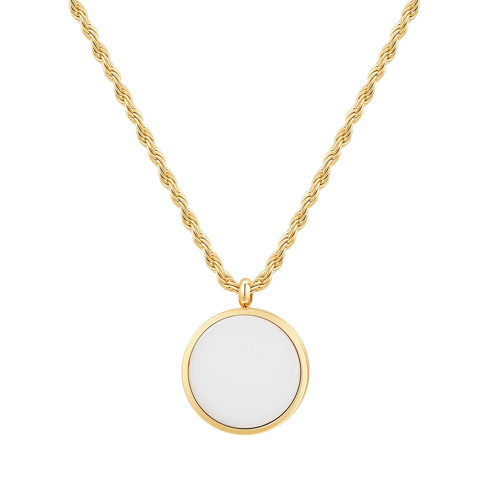 Stone Disk Pendant Necklace - Image 6