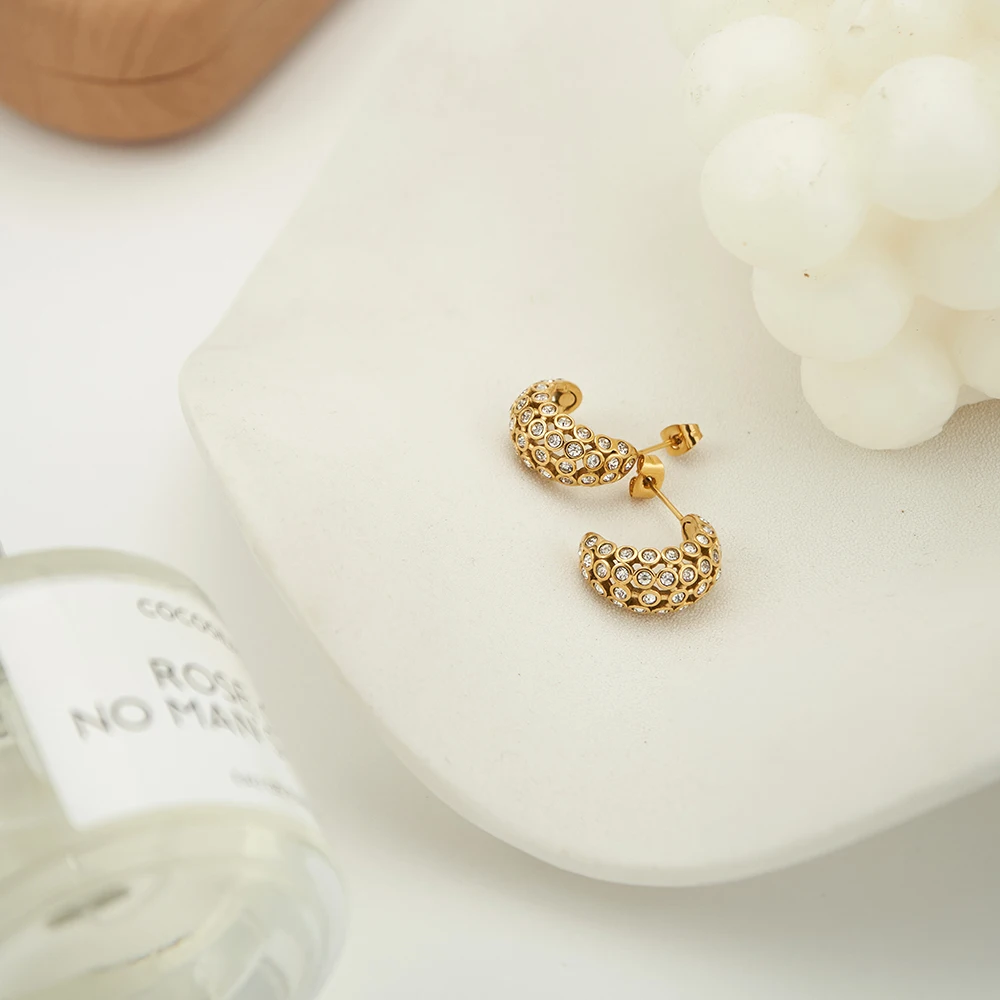 C Shaped Stud Earrings - Image 3