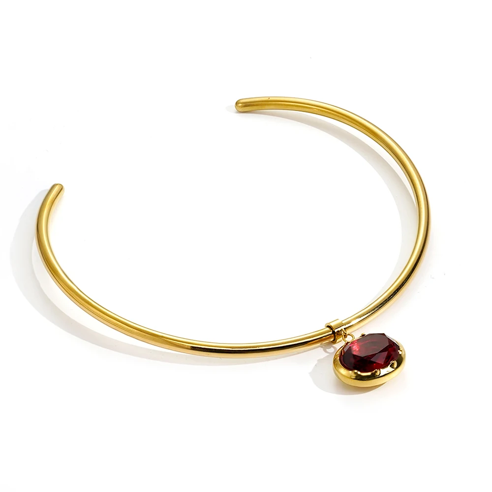 Oval Crystal Colorful Birthstone Necklace - Image 25