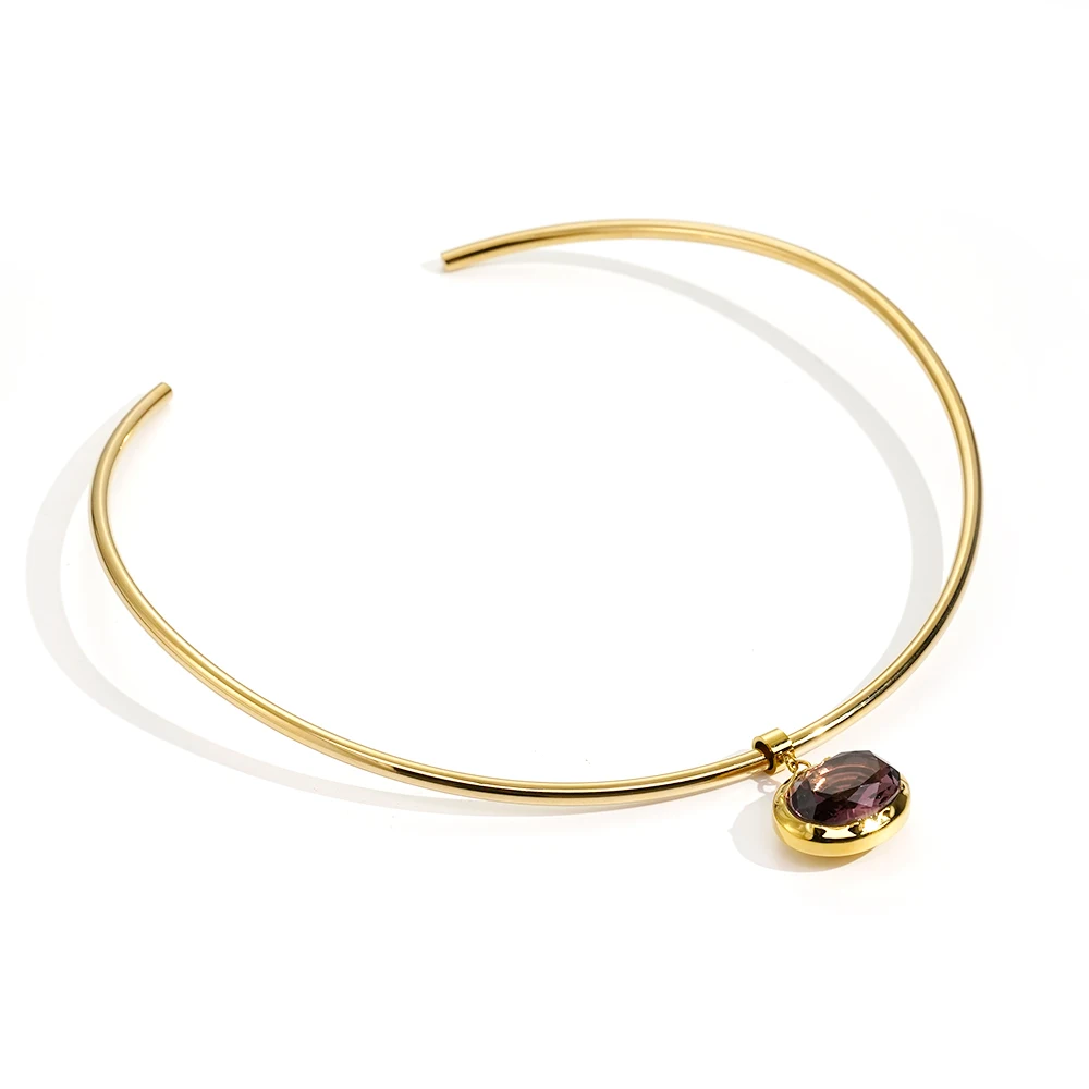 Oval Crystal Colorful Birthstone Necklace - Image 9
