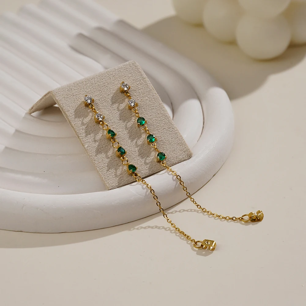 Zircon Chain Hoop Earrings - Image 3