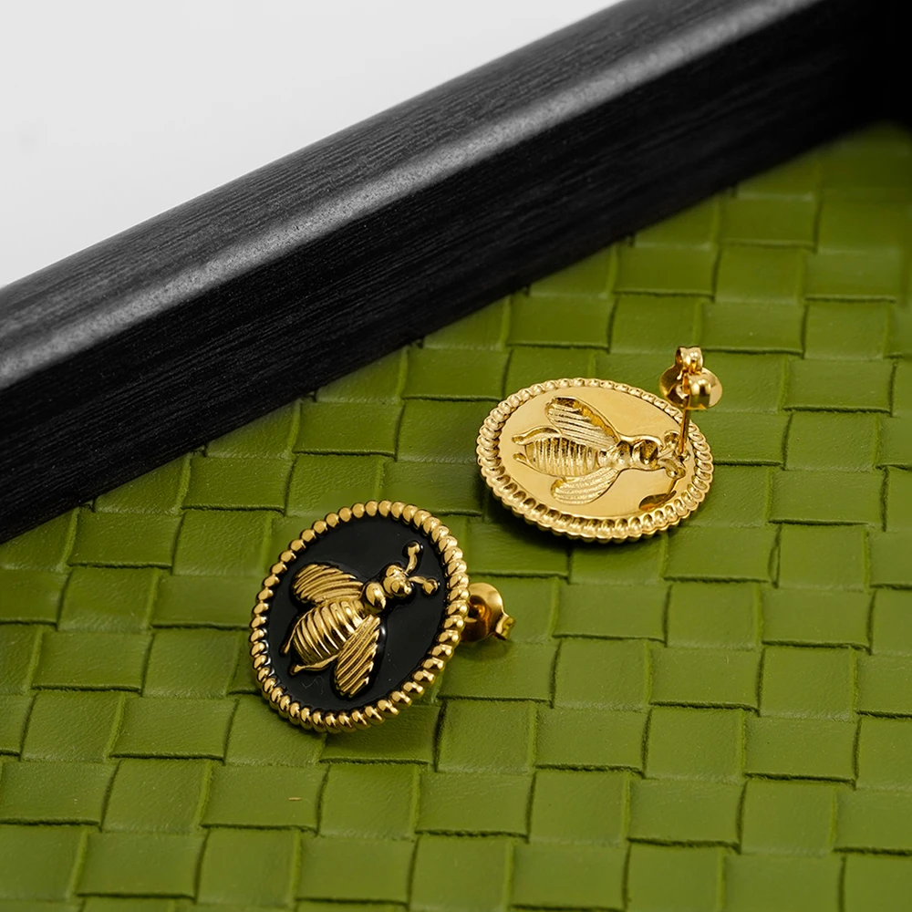 Oil Dripping Bee Stud Earrings - Image 4