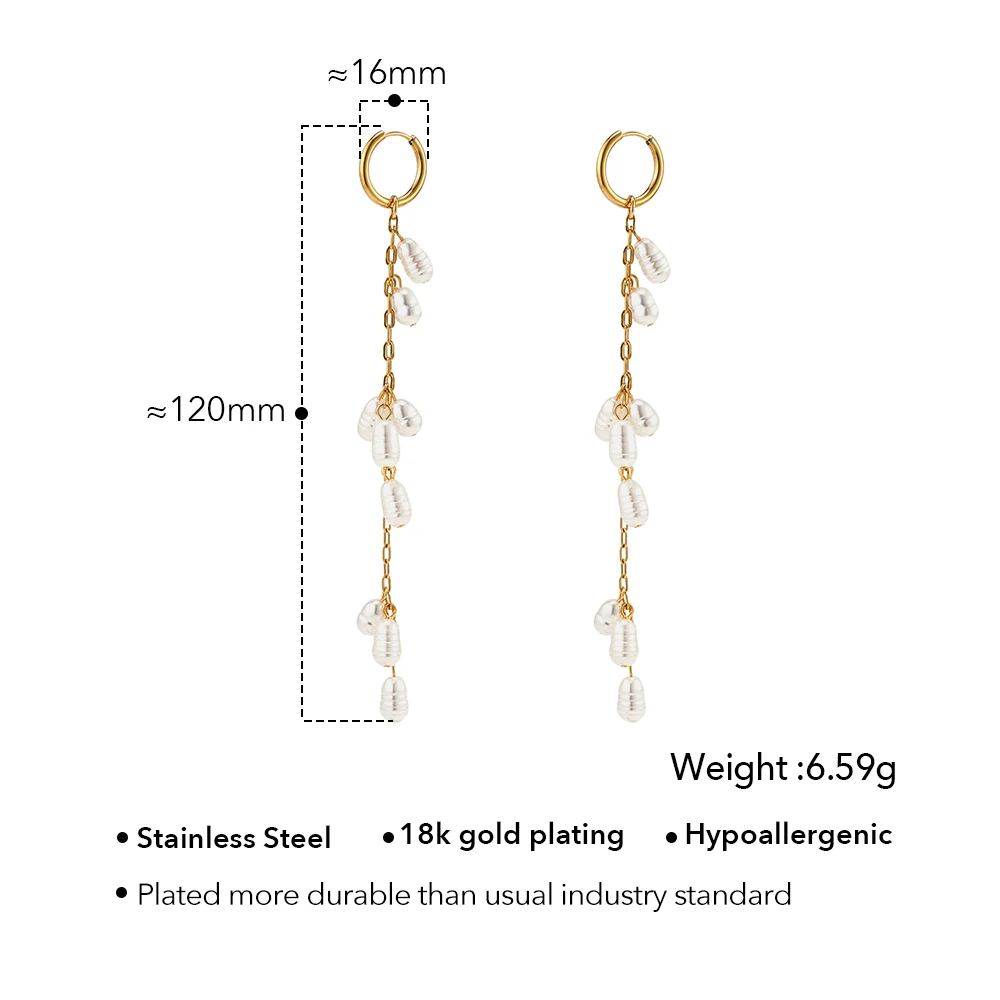 Imitation Pearl Long Stud Earrings - Image 7