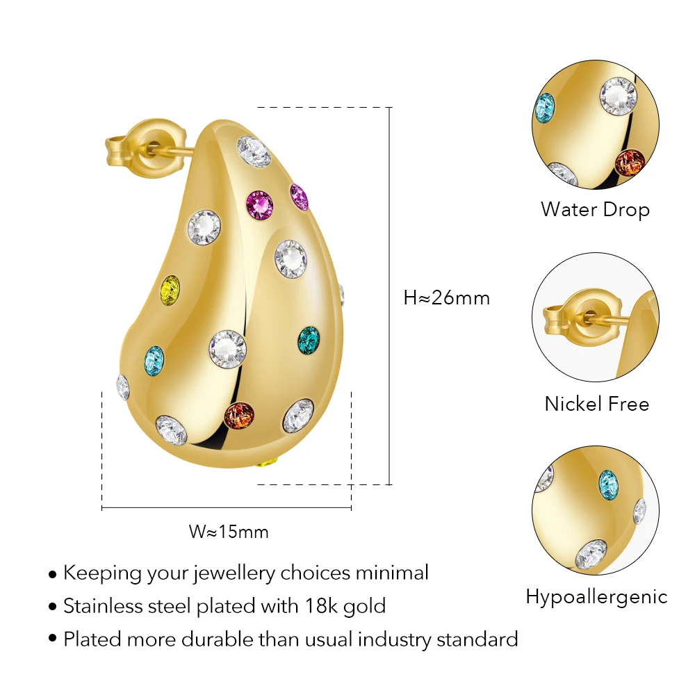 Rain Drop Zircon Stud Earrings - Image 6