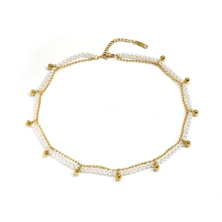 Imitation Pearls Double Necklace