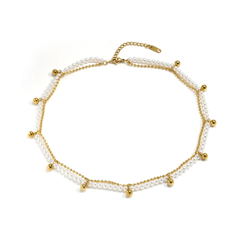 Imitation Pearls Double Necklace