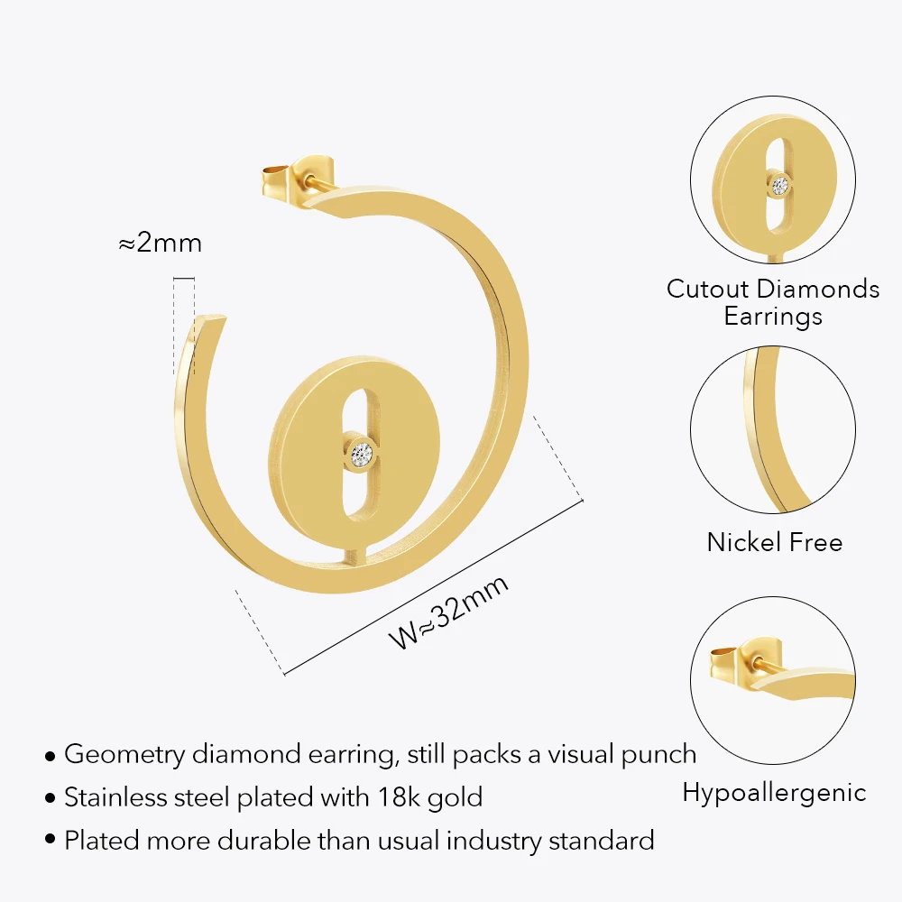 Cutout Zircon Hoop Earrings - Image 6