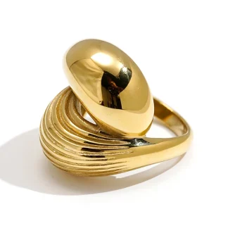 Rain Drop Smooth Stripe Ring