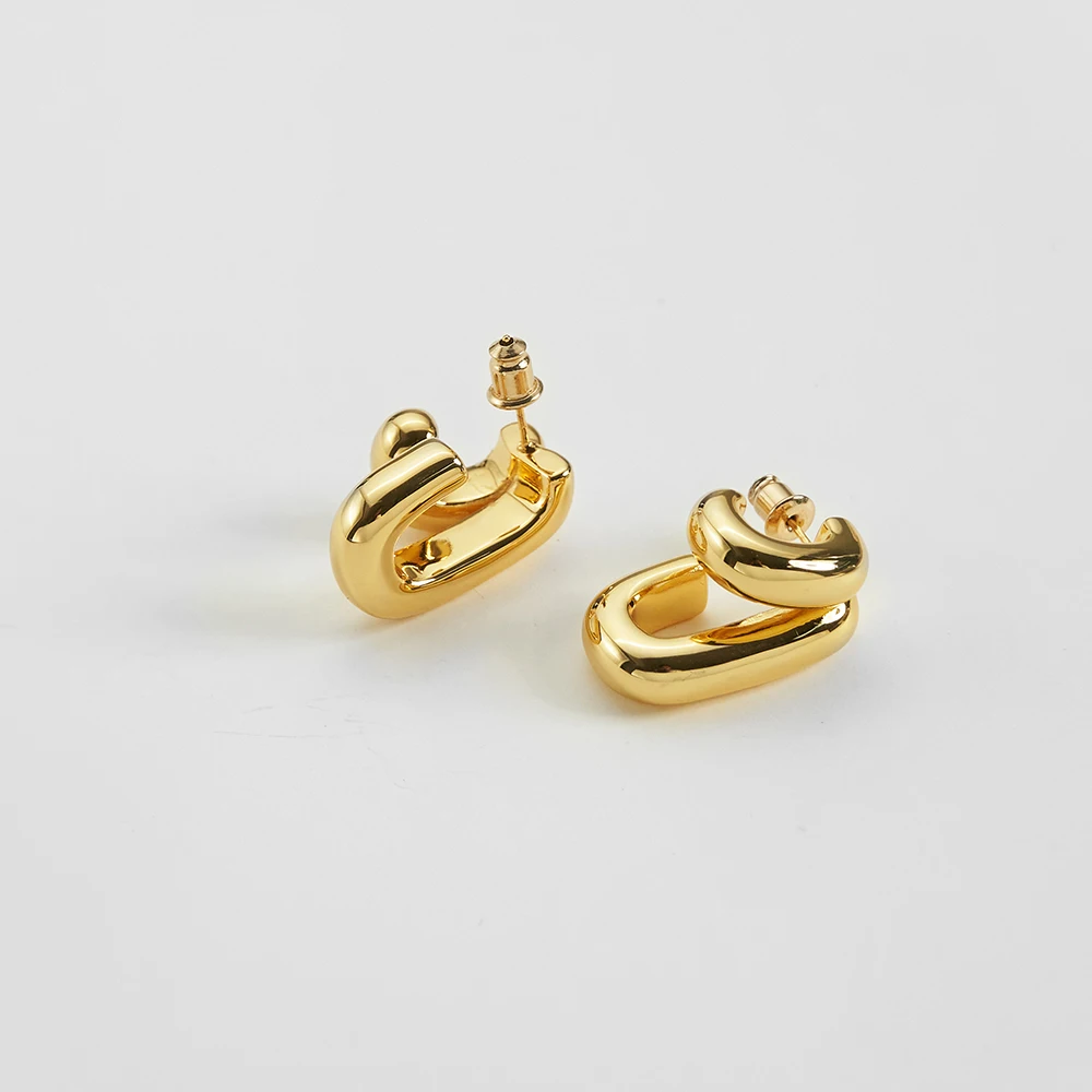 Double Curved Stud Earrings - Image 5