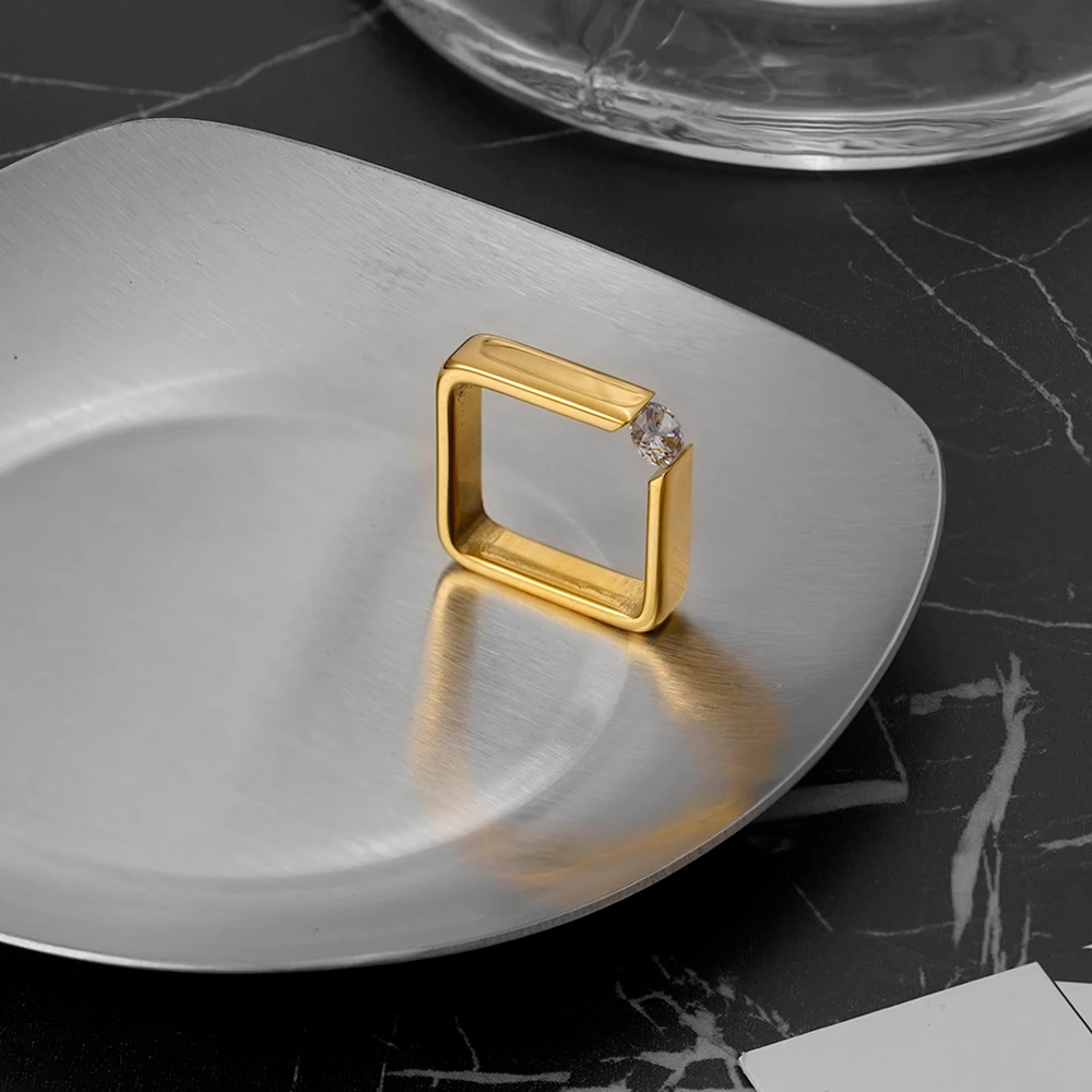 Geometry Square Zircon Ring - Image 3