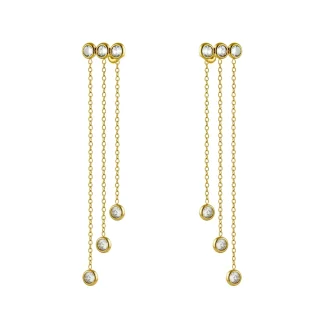 Long Chain Zircon Drop Earrings