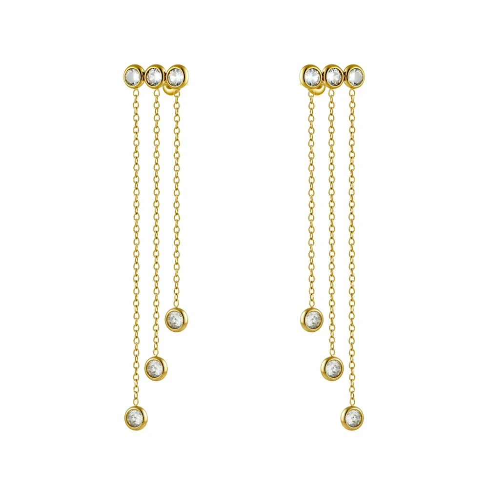 Long Chain Zircon Drop Earrings
