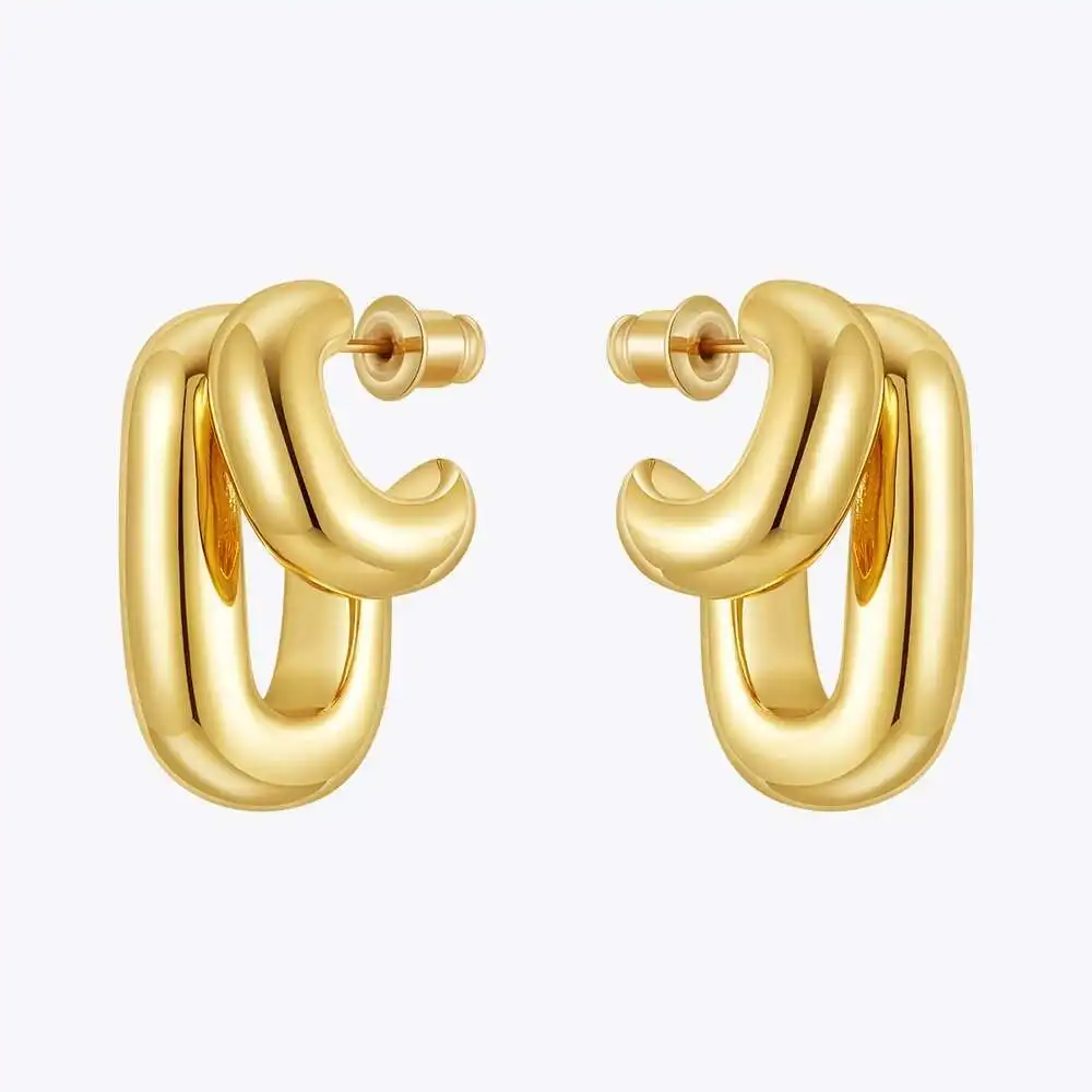 Double Curved Stud Earrings - Image 2