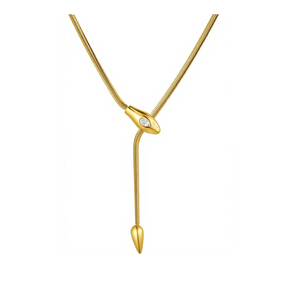 Snake Shape Slice Zircon Necklace
