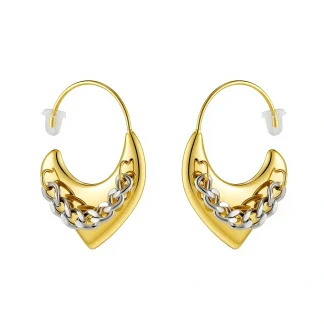 Two Tone Heart Stud Earrings