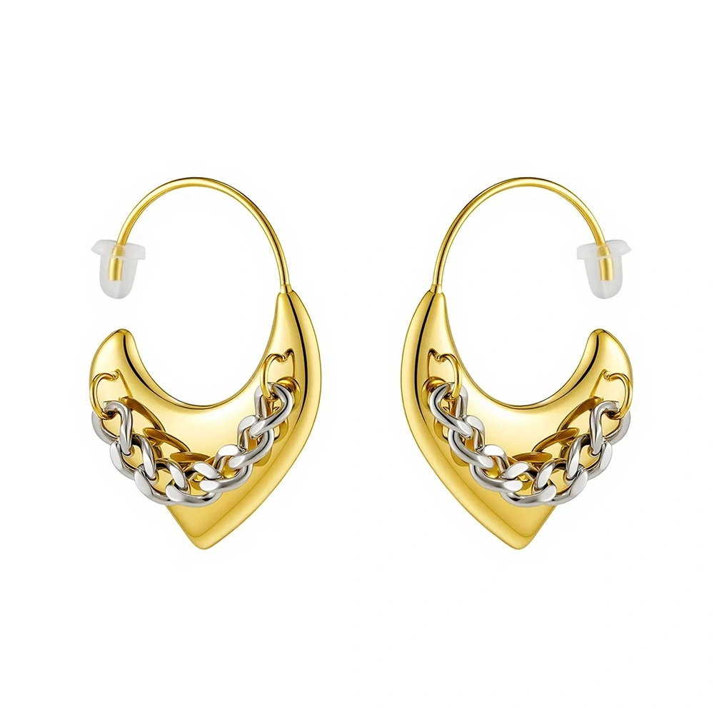Two Tone Heart Stud Earrings