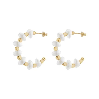 C Shape Pearl Stud Earrings