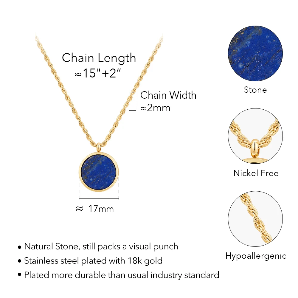 Stone Disk Pendant Necklace - Image 11