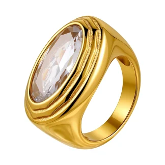 Geometry Oval Zircon Ring
