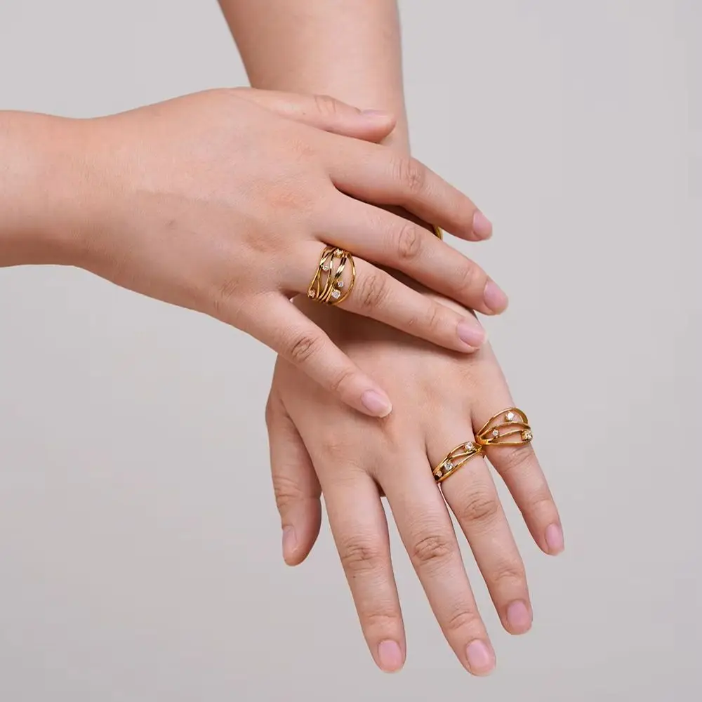 Geometry Stacked Zircon Ring - Image 2