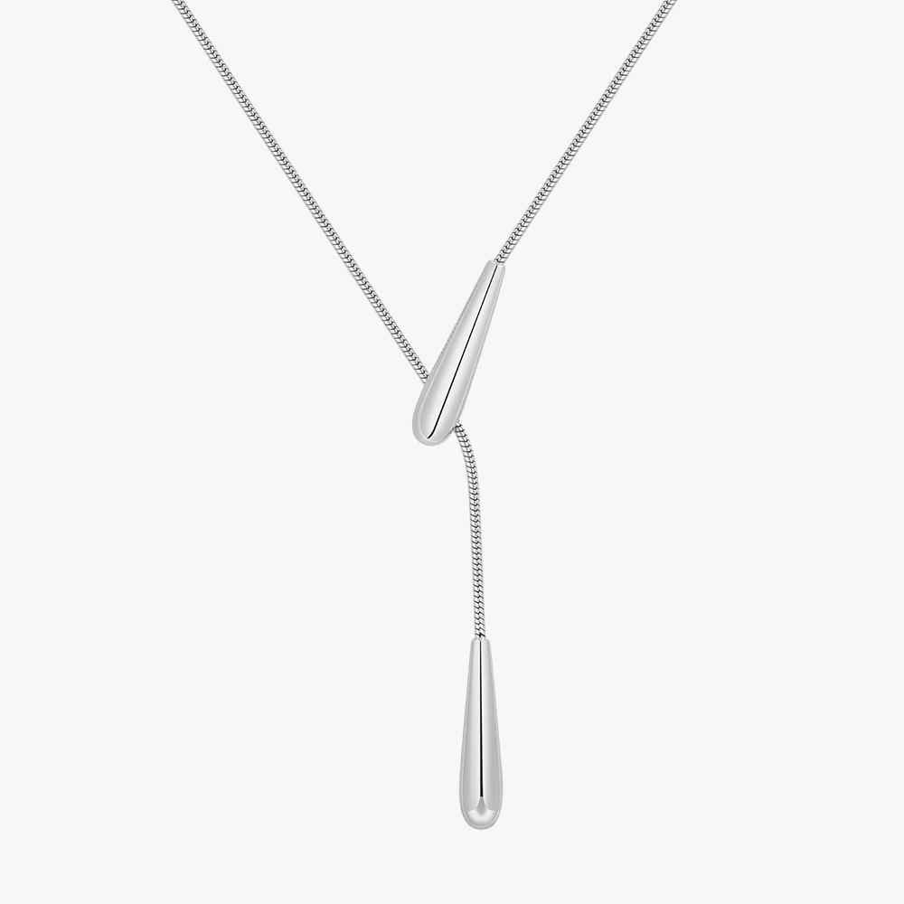 Rain Drop Snake Chain Pendant Necklace - Image 5
