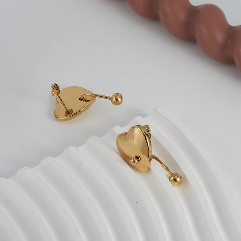Heart Ball Stud Earrings - Image 3