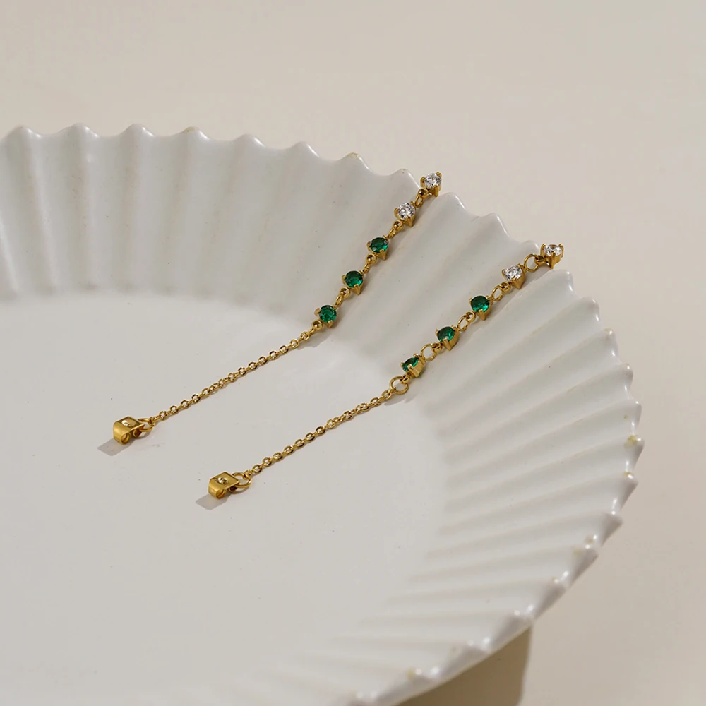 Zircon Chain Hoop Earrings - Image 4